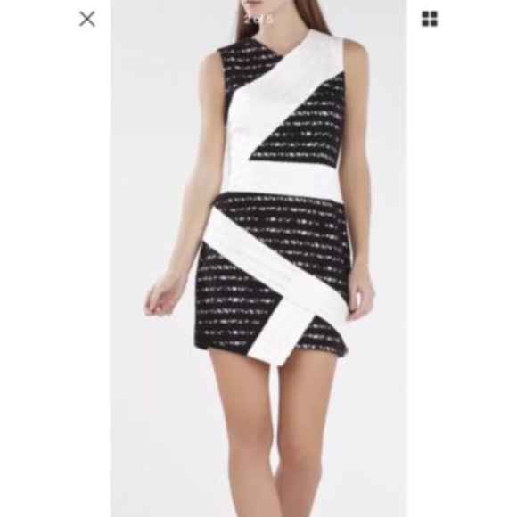 bcbgmaxazria black and white dress